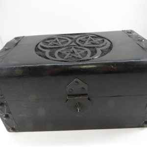 New Age Wood Box Pentacle Triple Moon
