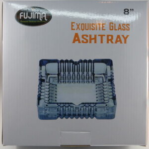 FUJIMA BLUE SQUARE GLASS ASHTRAY 8IN X 8IN A77