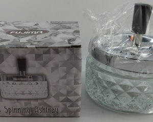 FUJIMA 4.75IN GLASS SPINNING ASHTRAY CLEAR A98