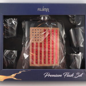 FUJIMA US FLAG BLACK STAINLESS FLASK 8OZ SET50
