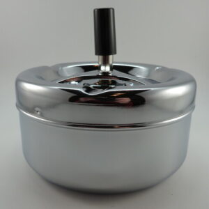 FUJIMA 5IN CHROME ROUND SPINNING ASHTRAY A33