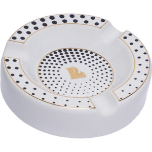 LUCIENNE WHITE DOTTED ROUND CIGAR ASHTRAY A263