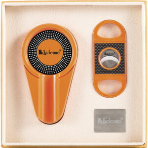 LUCIENNE ORANGE METALLIC CUTTER & ASHTRAY SET ACS4