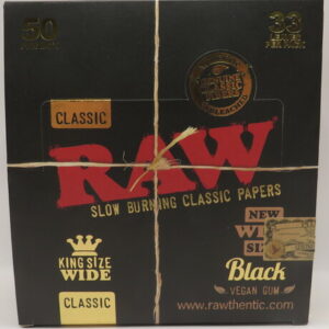 RAW CLASSIC PAPERS BLACK KING SIZE WIDE 33PK BX 50CT