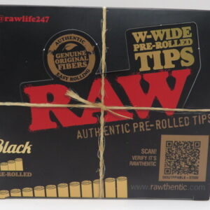 RAW BLACK TIPS  WIDE PREROLLED 18PK BX 20CT