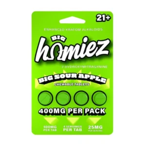 BIG HOMIEZ 7-HYDROXY SOUR APPLE 100MG 4PK BX 6CT