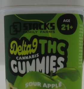 STACKS D9 THC GUMMIES SOUR APPLE 5PK