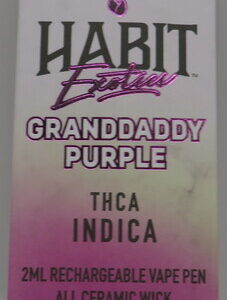 HABIT EXOTICS THCA PEN GRANDDADDY PURPLE 2GM