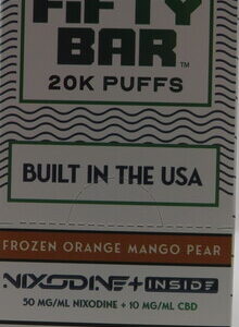 FIFTY BAR 20K NIX+CBD FROZEN ORANGE MANGO PEAR BX 5CT