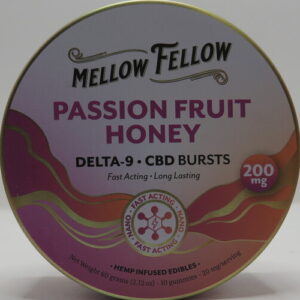 MELLOW FELLOW D9+CBD BURSTS PASSION FRUIT HONEY TIN 200MG
