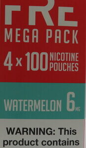 FRE POUCHES WATERMELON 6MG MEGA PACK 100PK BX 4CT