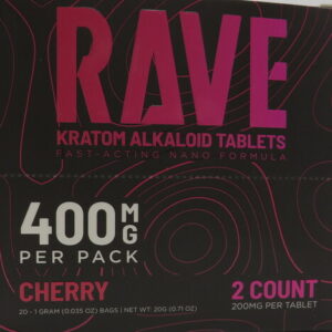 RAVE KRATOM NANO TABS CHERRY 200MG 2PK BX 20CT